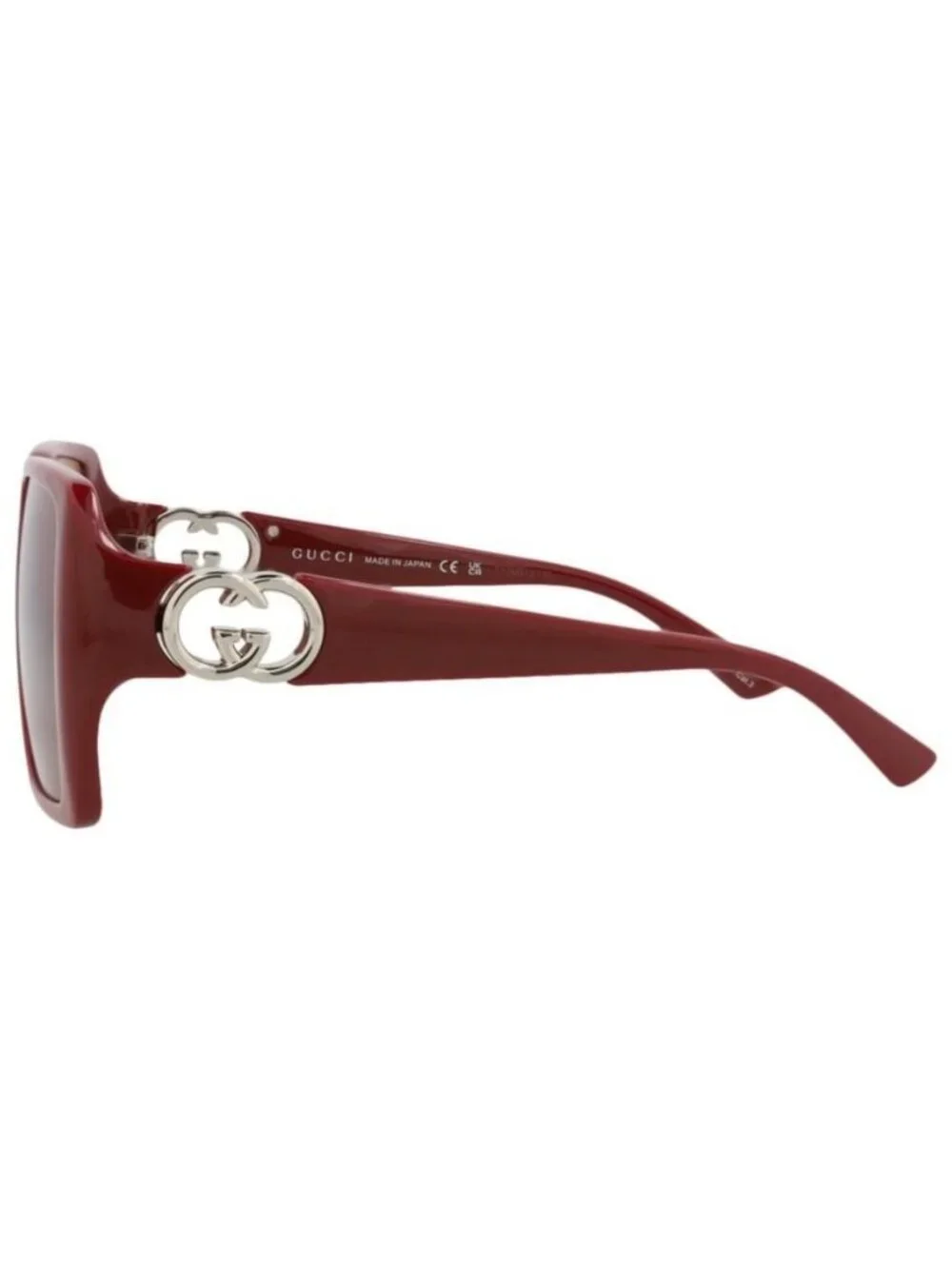 New Gucci Womens Square/Rectangle Burgundy Burgundy Red Fashion Designer Sunglas